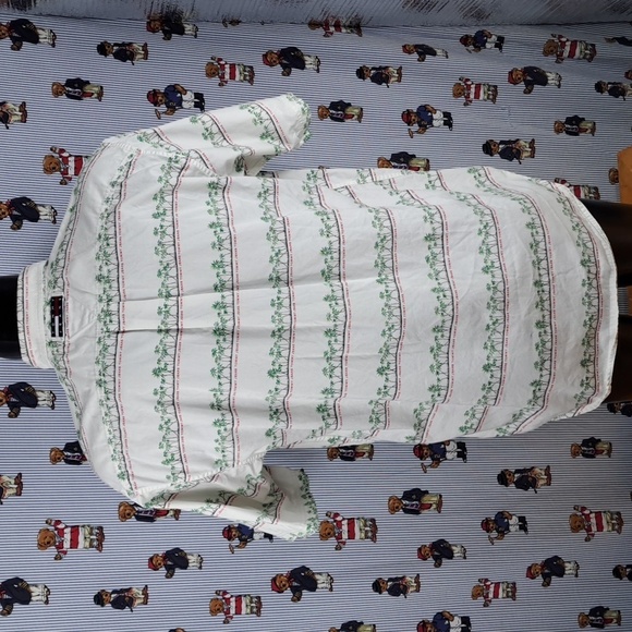 Vintage Tommy Jeans palm trees all over print white & green button-up Med shirt - Picture 5 of 8